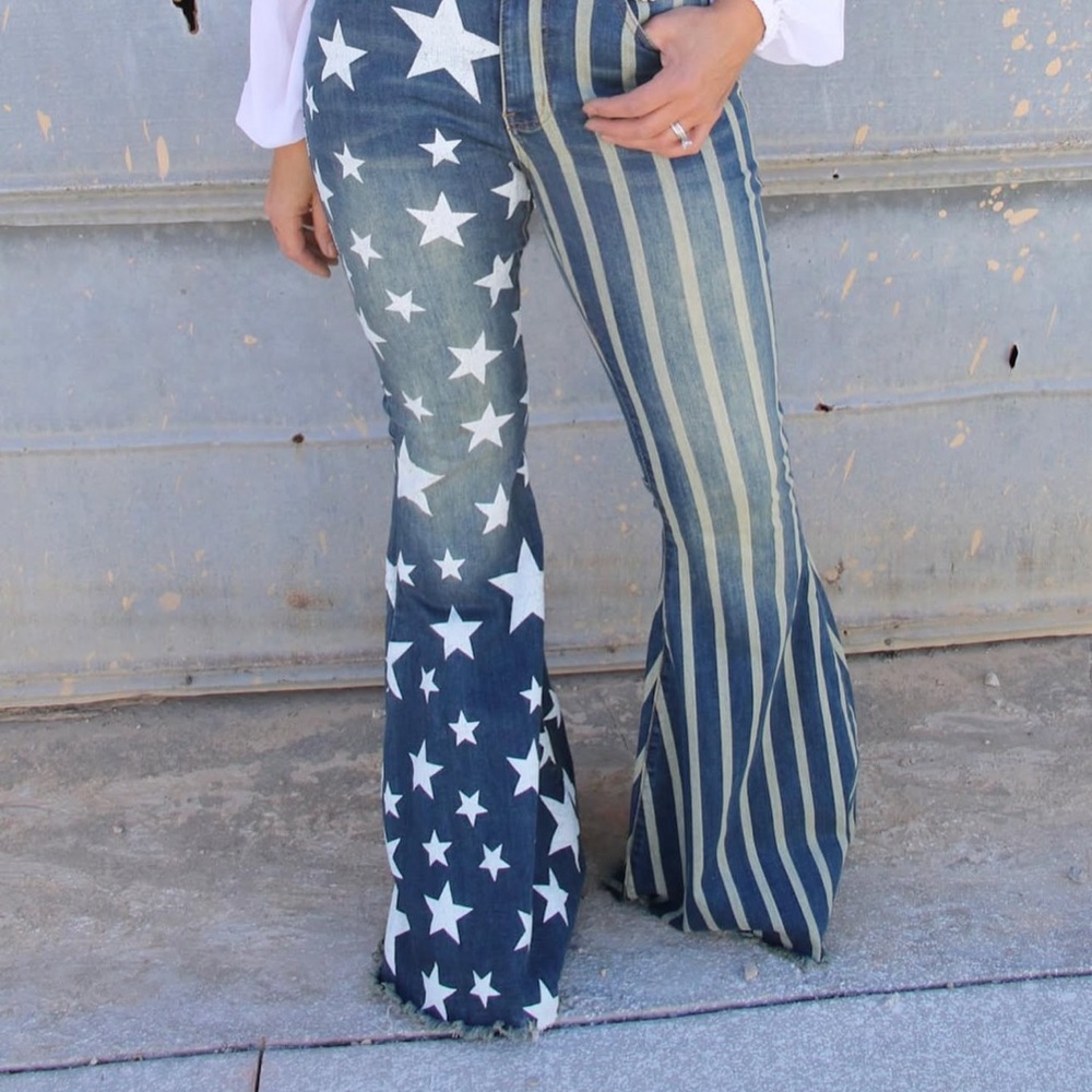 Lil Bees Bohemian, Lucky & Blessed, NWT Star and Stripe Flare Jeans